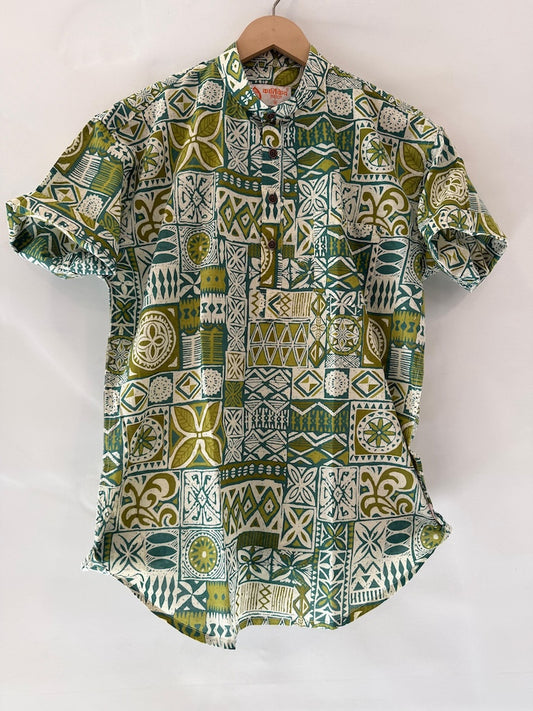 Sanganeri Print Half Sleeve Cotton Short Kurta for Men