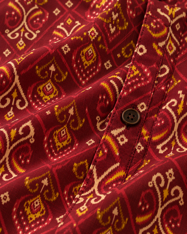 Floral Print Half Sleeve Cotton Short Kurta for Men - Festive Edit