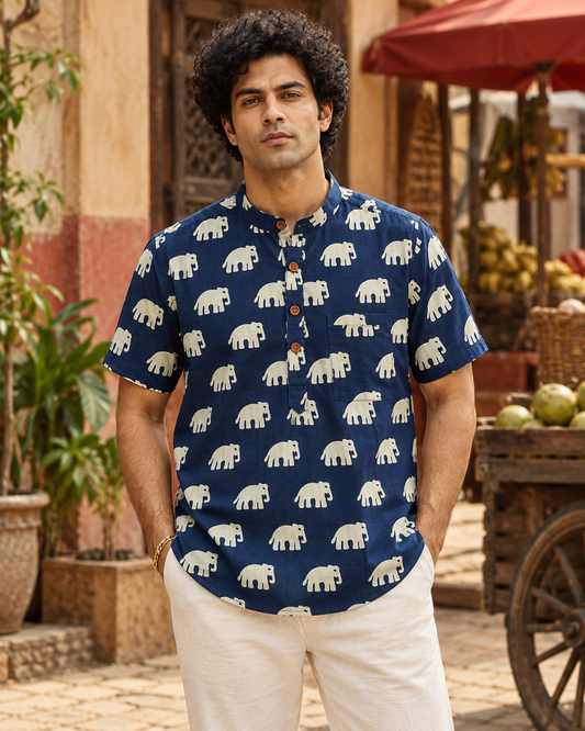 Bold Elephant Classic Short Kurta For Men - Festive edit