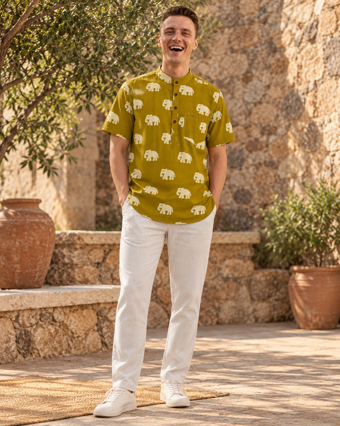 Bold Elephant Classic Short Kurta For Men - Festive edit