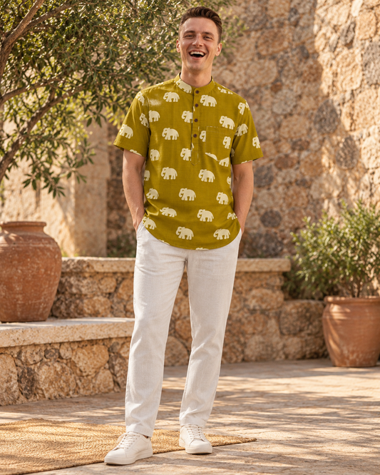 Bold Elephant Classic Short Kurta For Men - Festive edit