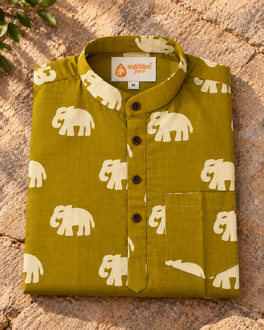 Bold Elephant Classic Short Kurta For Men - Festive edit