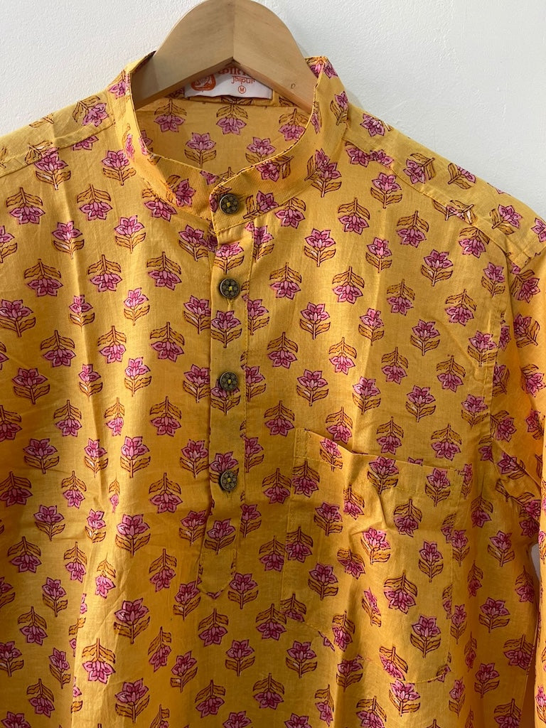 Haldi Ceremony Sanganeri Print Cotton Short Kurta