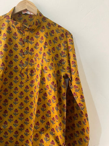 Haldi Ceremony Sanganeri Print Cotton Short Kurta