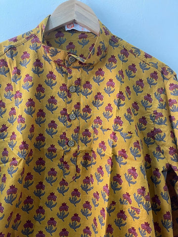 Haldi Ceremony Sanganeri Print Cotton Short Kurta
