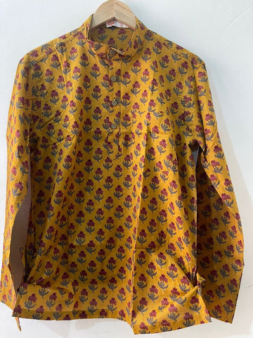 Haldi Ceremony Sanganeri Print Cotton Short Kurta
