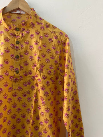 Haldi Ceremony Sanganeri Print Cotton Short Kurta