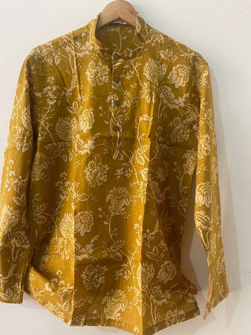 Haldi Print Sanganeri Print Traditional Cotton Short Kurta
