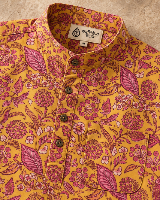 Festive Edit Sanganeri Print Traditional Cotton Short Kurta