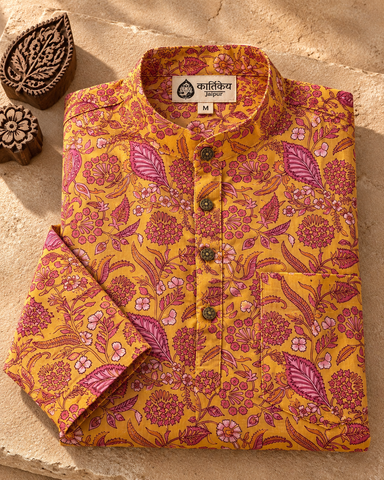 Festive Edit Sanganeri Print Traditional Cotton Short Kurta