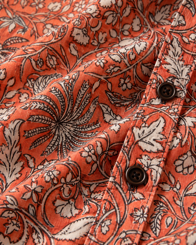 Floral Print Half Sleeve Cotton Short Kurta for Men