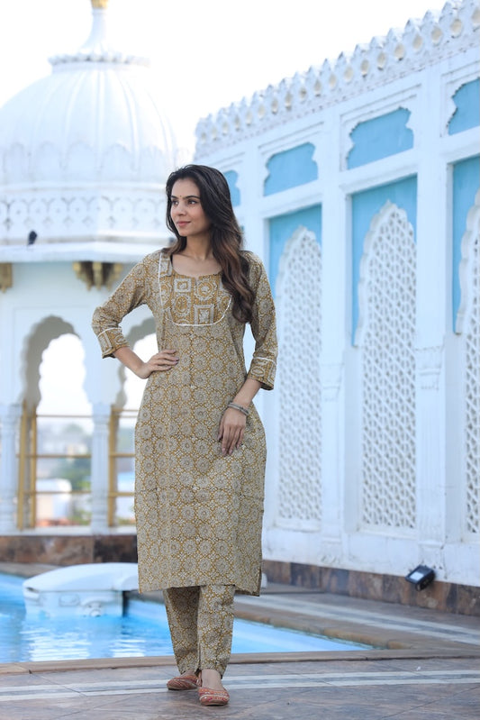 Handprinted Kurti Payjama