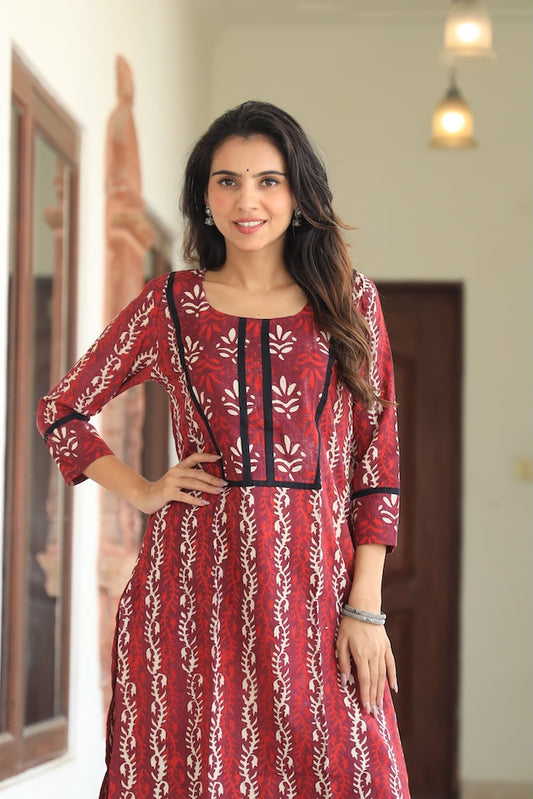 Handprinted Kurti Payjama