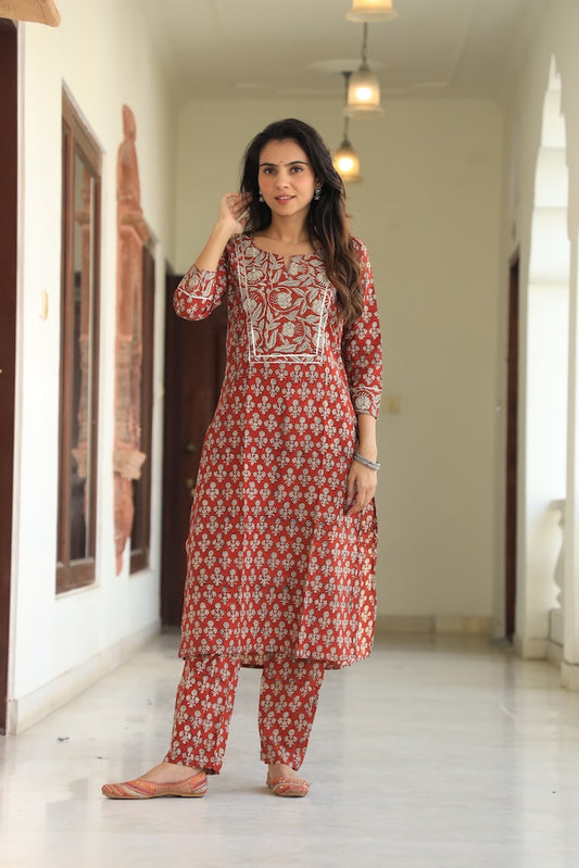 Handprinted Kurti Payjama