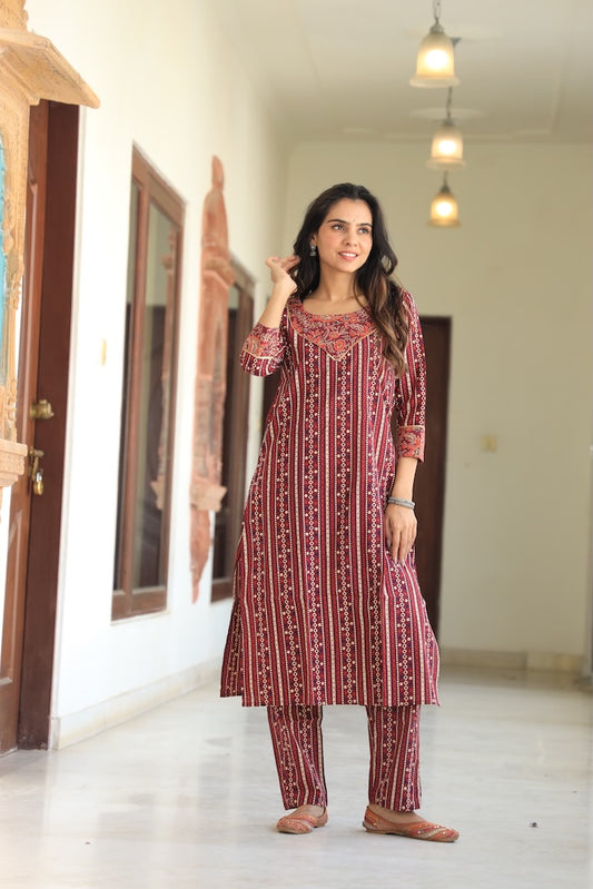 Handprinted Kurti Payjama