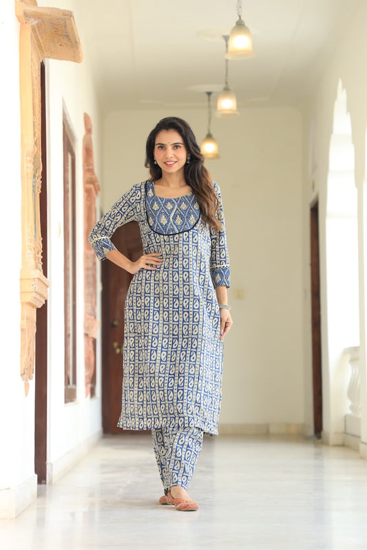 Handprinted Kurti Payjama