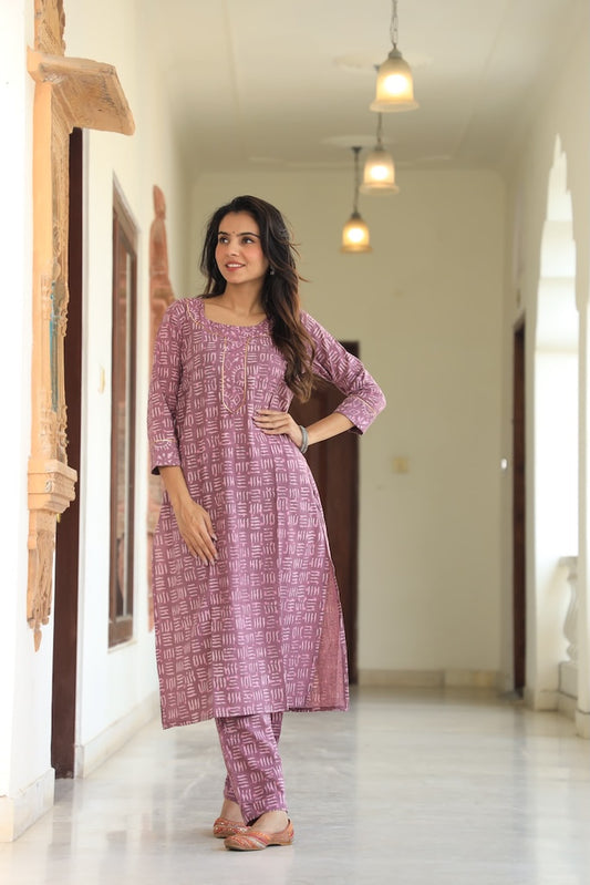 Handprinted Kurti Payjama