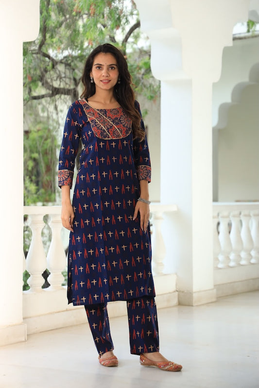Handprinted Kurti Payjama