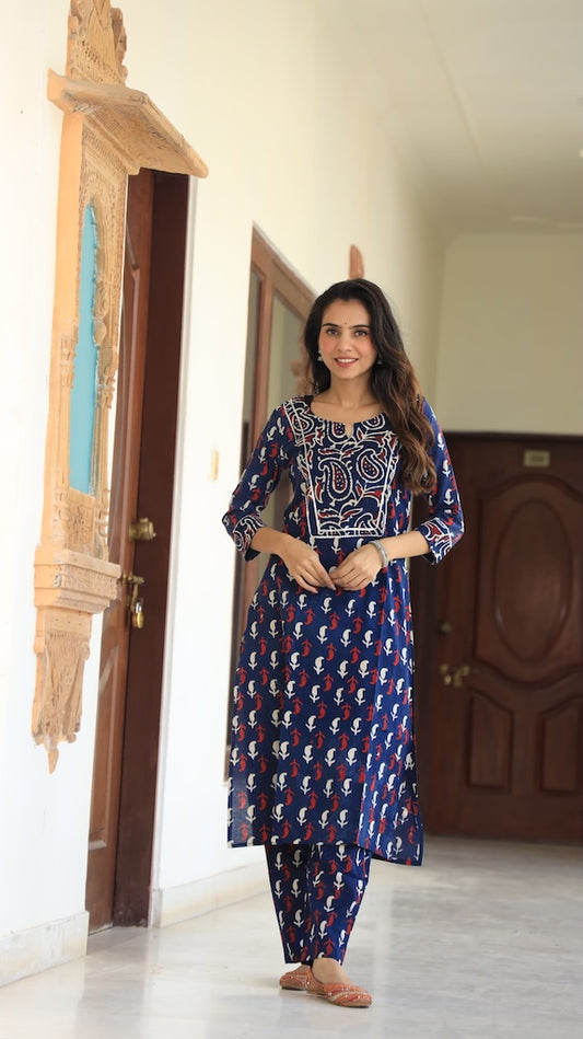 Handprinted Kurti Payjama