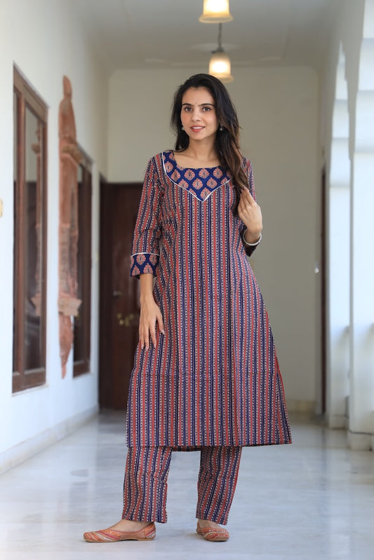 Handprinted Kurti Payjama
