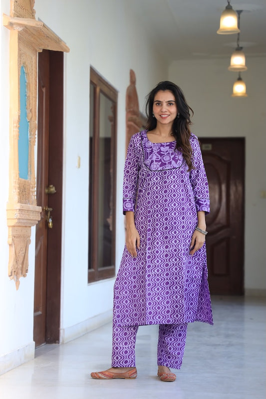 Handprinted Kurti Payjama
