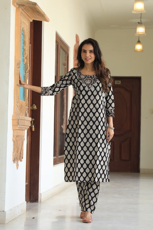Handprinted Kurti Payjama