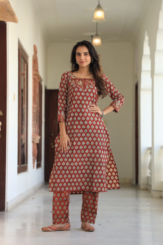 Handprinted Kurti Payjama