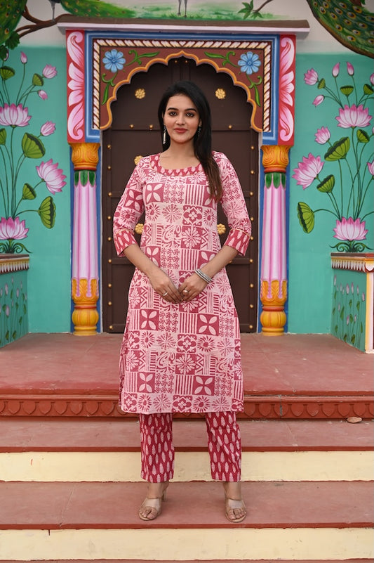 Handprinted Kurti Payjama