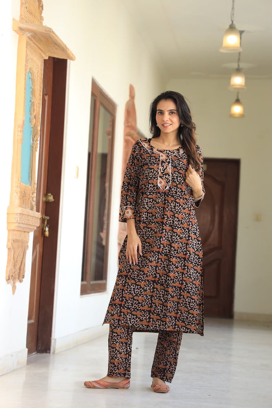 Handprinted Kurti Payjama