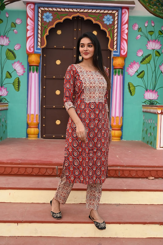 Handprinted Kurti Payjama