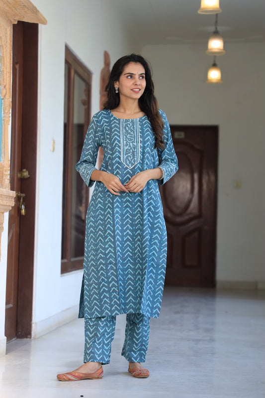 Handprinted Kurti Payjama