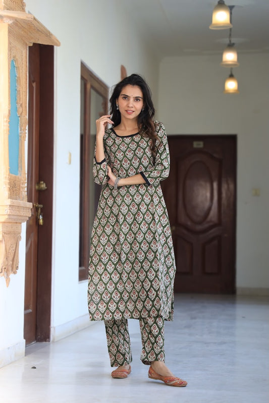 Handprinted Kurti Payjama