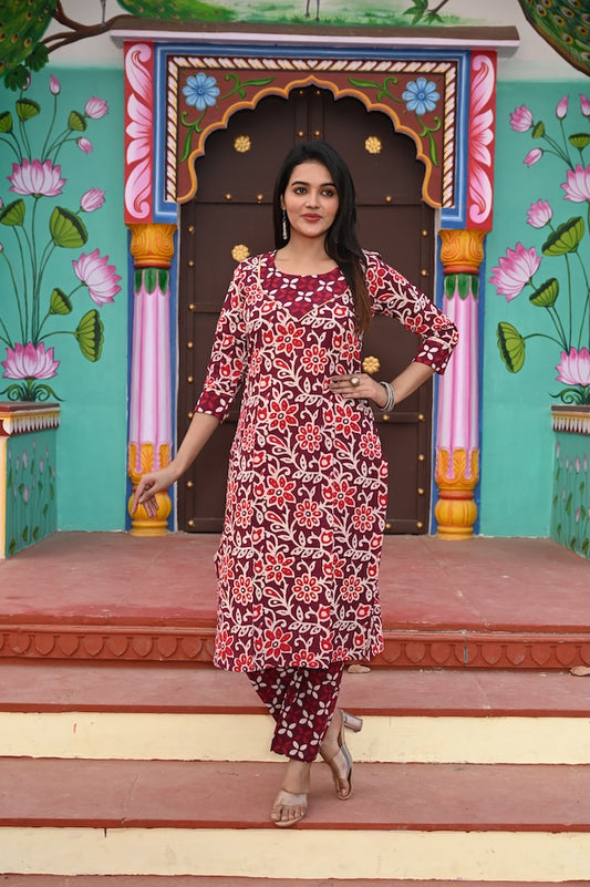 Handprinted Kurti Payjama