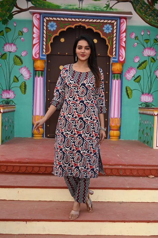 Handprinted Kurti Payjama