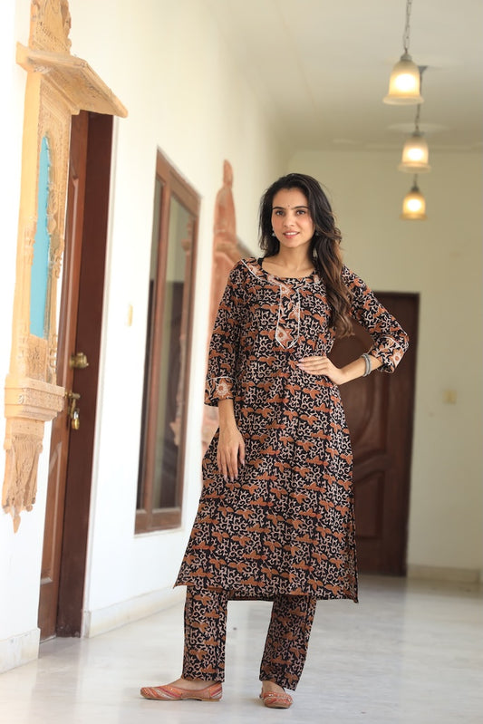 Handprinted Kurti Payjama