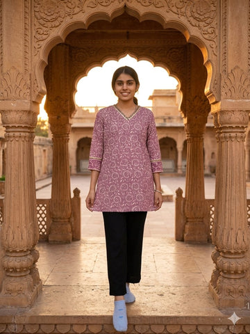 Bagru Block Printed Cotton Short Kurti