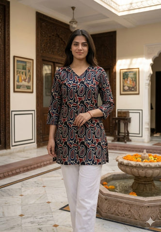 Bagru Block Printed Cotton Short Kurti