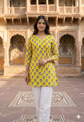 Bagru Block Printed Cotton Short Kurti