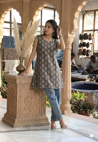 Bagru Block Printed Cotton Short Kurti