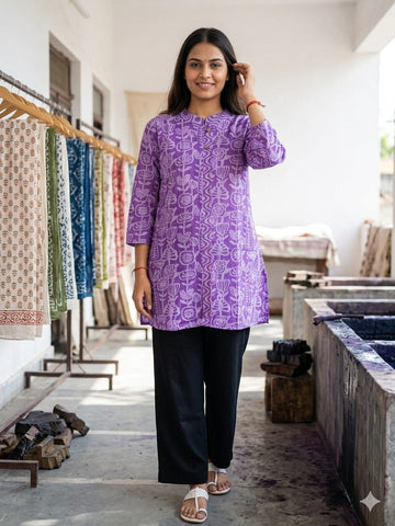 Bagru Block Printed Cotton Short Kurti