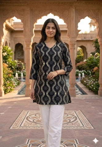 Bagru Block Printed Cotton Short Kurti