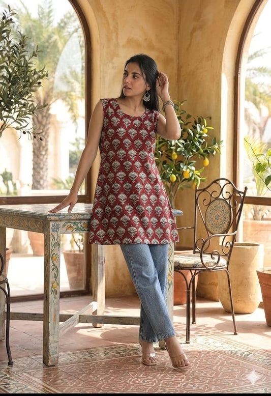 Bagru Block Printed Cotton Short Kurti