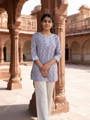 Bagru Block Printed Cotton Short Kurti