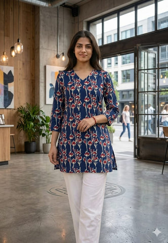 Bagru Block Printed Cotton Short Kurti