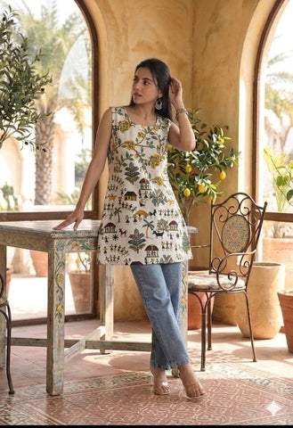 Bagru Block Printed Cotton Short Kurti