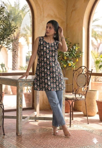 Bagru Block Printed Cotton Short Kurti