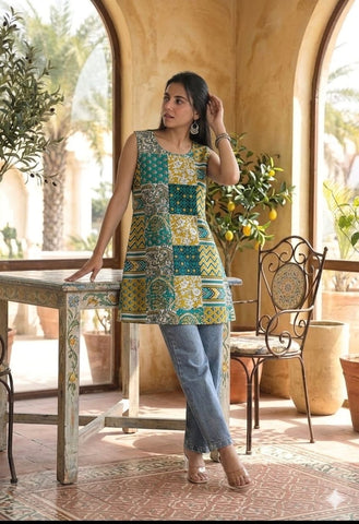 Bagru Block Printed Cotton Short Kurti