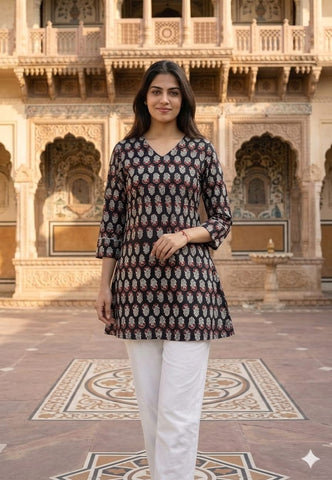 Bagru Block Printed Cotton Short Kurti