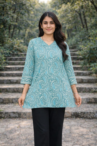 Bagru Block Printed Cotton Short Kurti