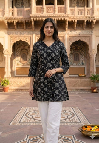Bagru Block Printed Cotton Short Kurti